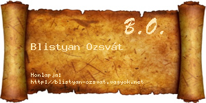 Blistyan Ozsvát névjegykártya